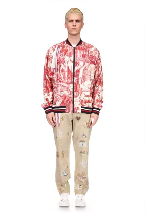 'Toile De Nantes' Bomber Jacket with Silk Screen Mélange