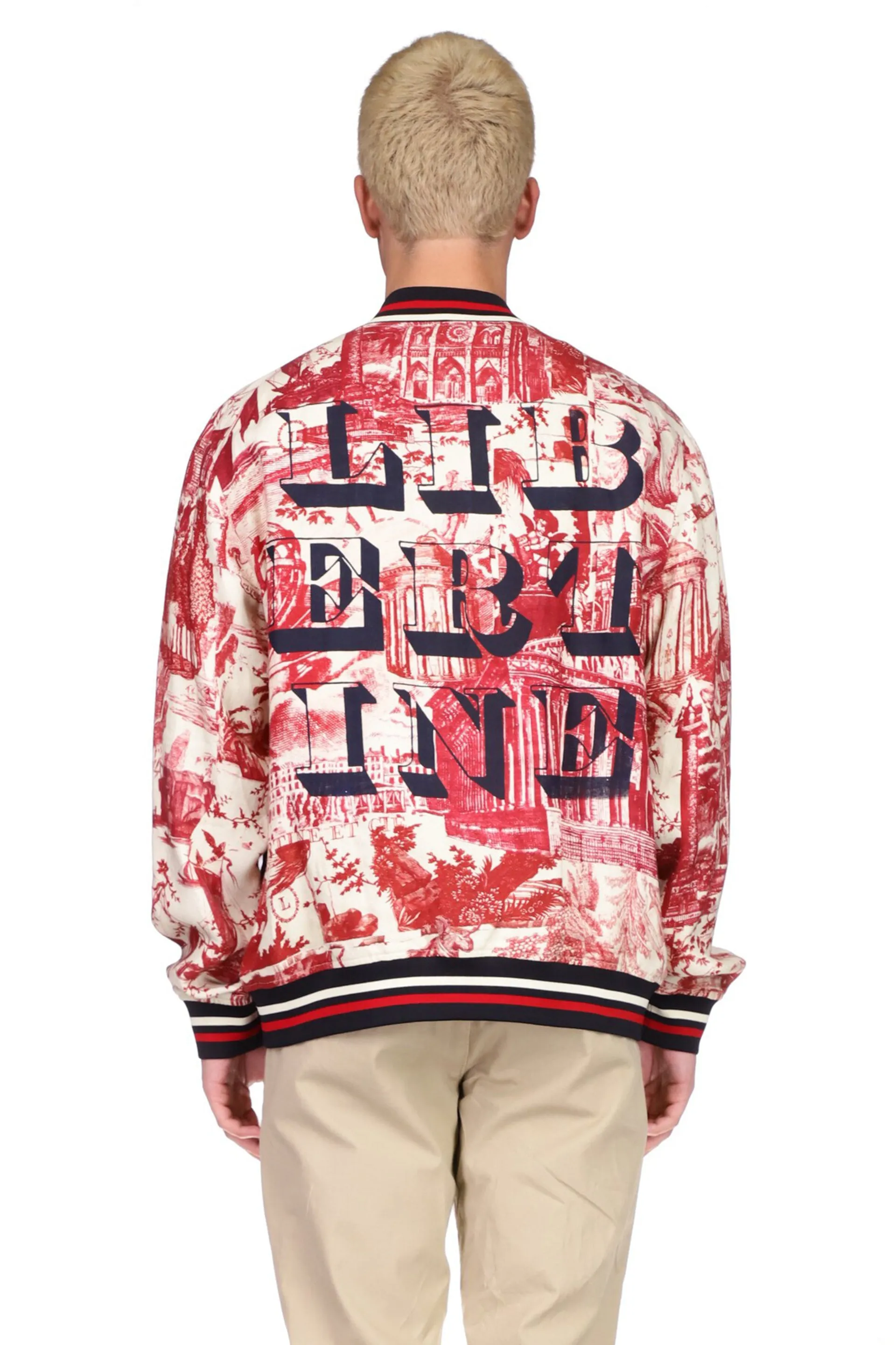 'Toile De Nantes' Bomber Jacket with Silk Screen Mélange