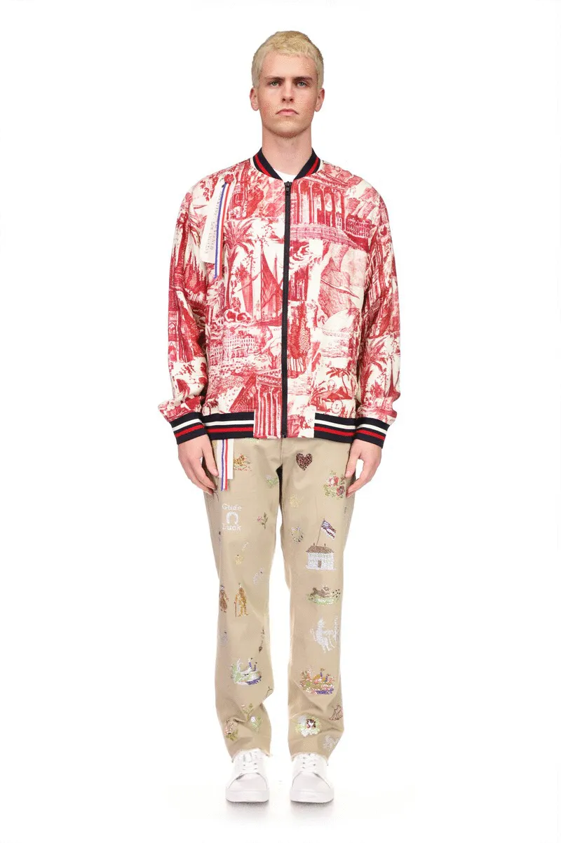 'Toile De Nantes' Bomber Jacket with Silk Screen Mélange