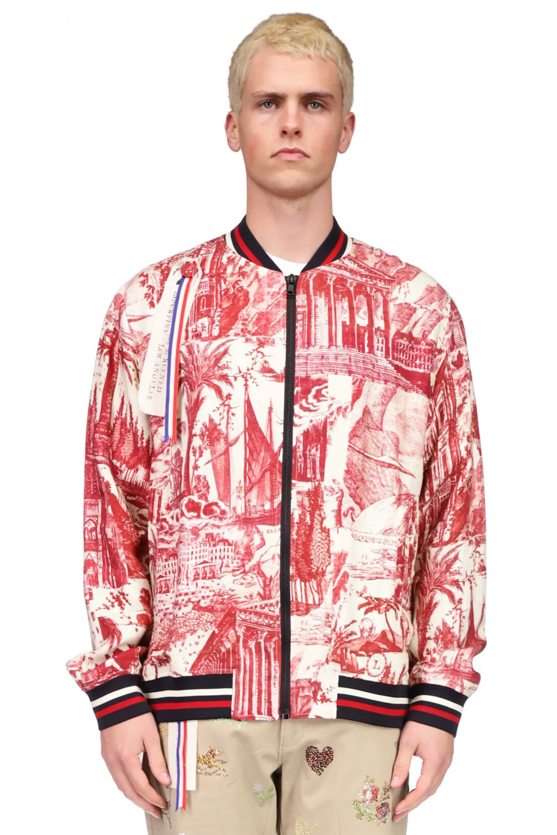 'Toile De Nantes' Bomber Jacket with Silk Screen Mélange