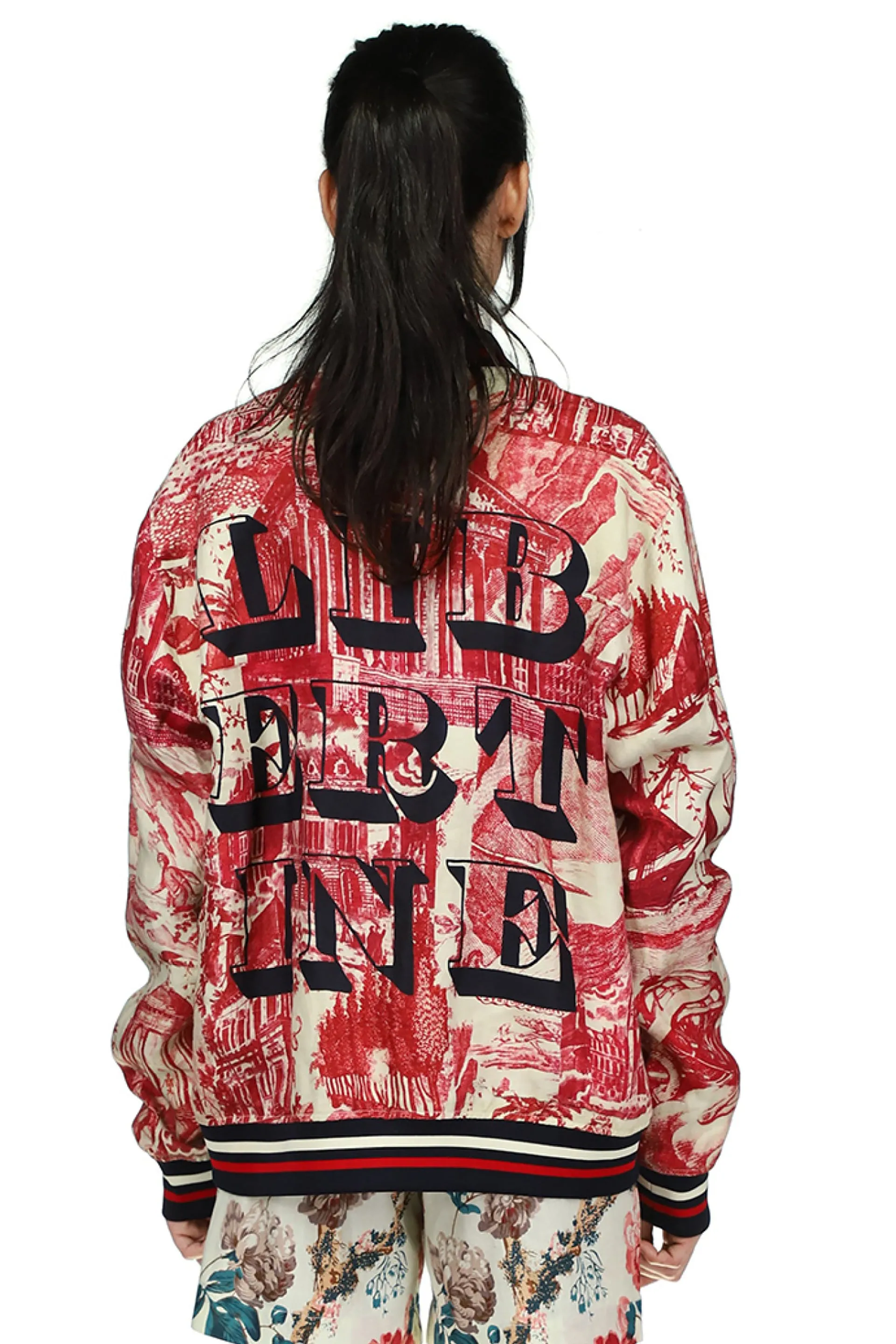 'Toile De Nantes' Bomber Jacket with Silk Screen Mélange