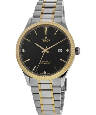 TUDOR Style 41mm Black Dial Diamond-Set Stainless Steel Men's Watch M12713-0011