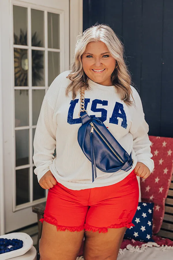 USA Ribbed Sweatshirt Curves