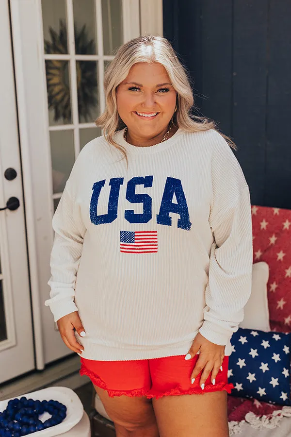 USA Ribbed Sweatshirt Curves