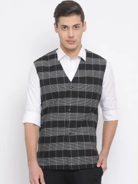 Vastramay Men's Black Pure Cotton Nehru Jacket