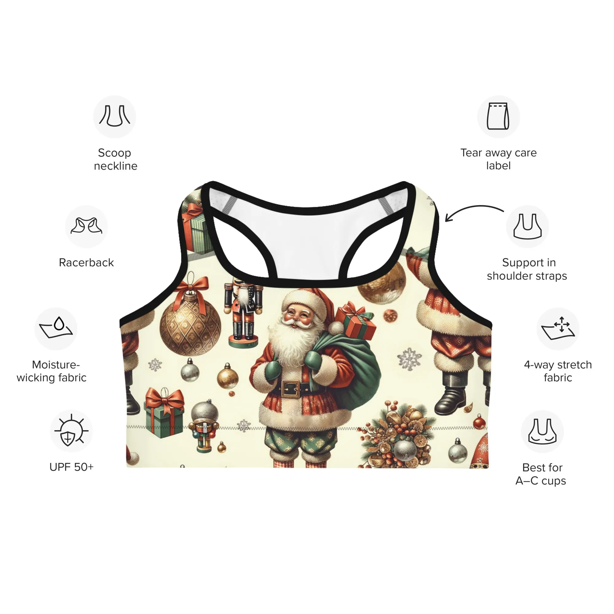 Vintage Christmas Sports Bra