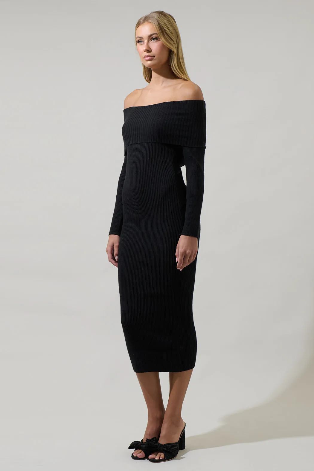 Vonnie Off the Shoulder Midi Sweater Dress