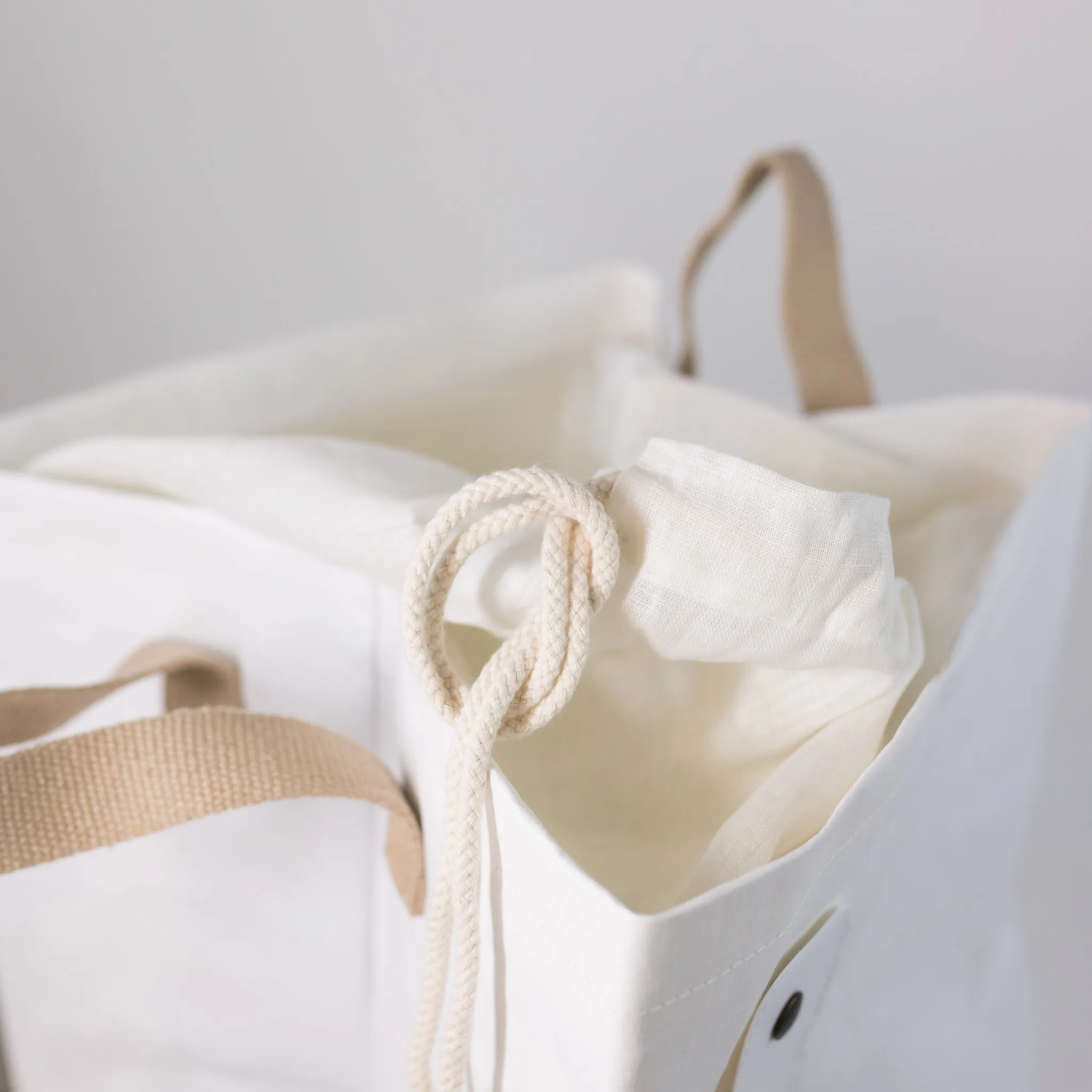 Washable Paper Lapo Laundry Bag in White