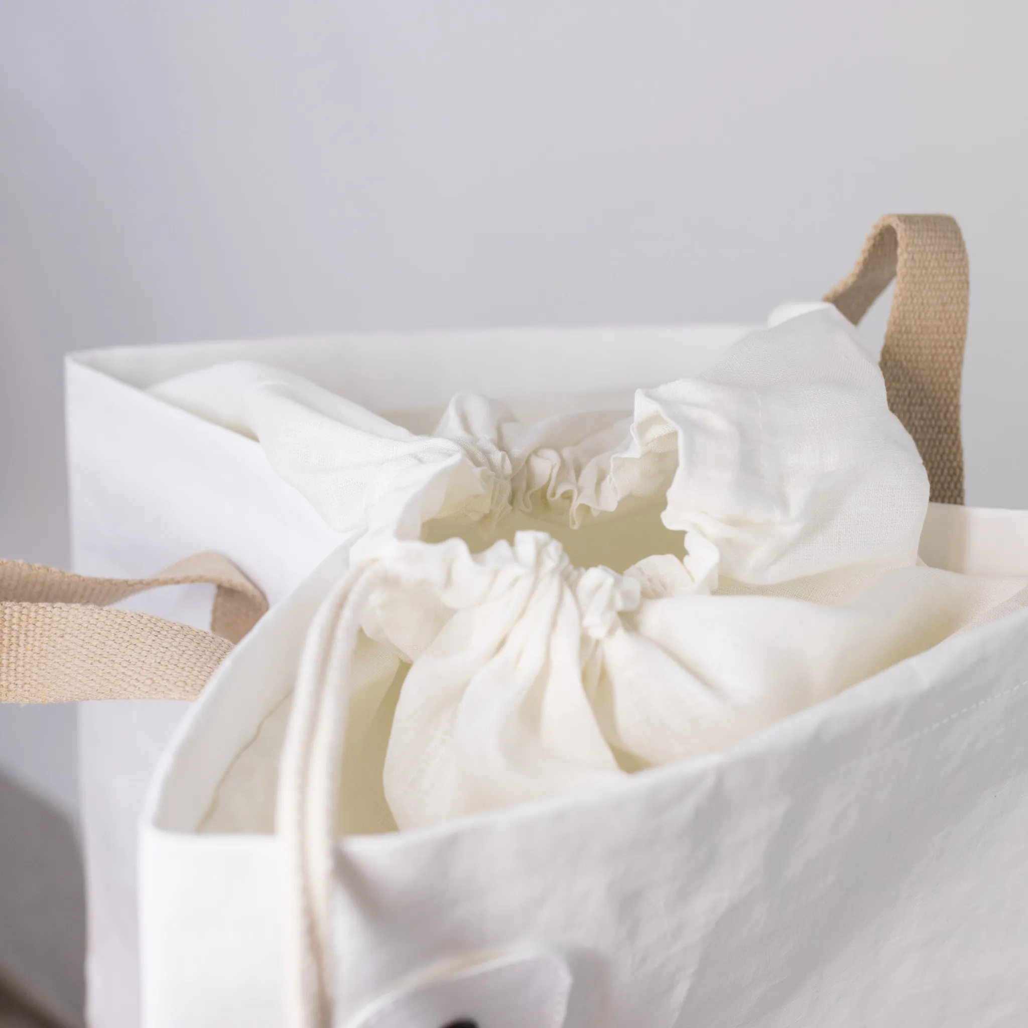 Washable Paper Lapo Laundry Bag in White