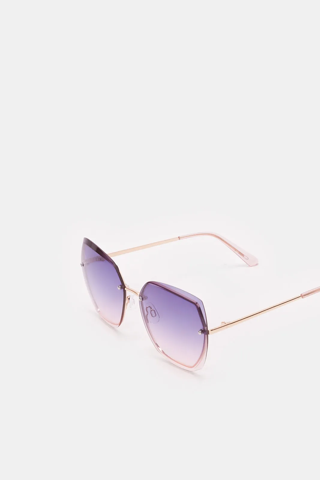 Women Gold Hexagonal Sunglasses