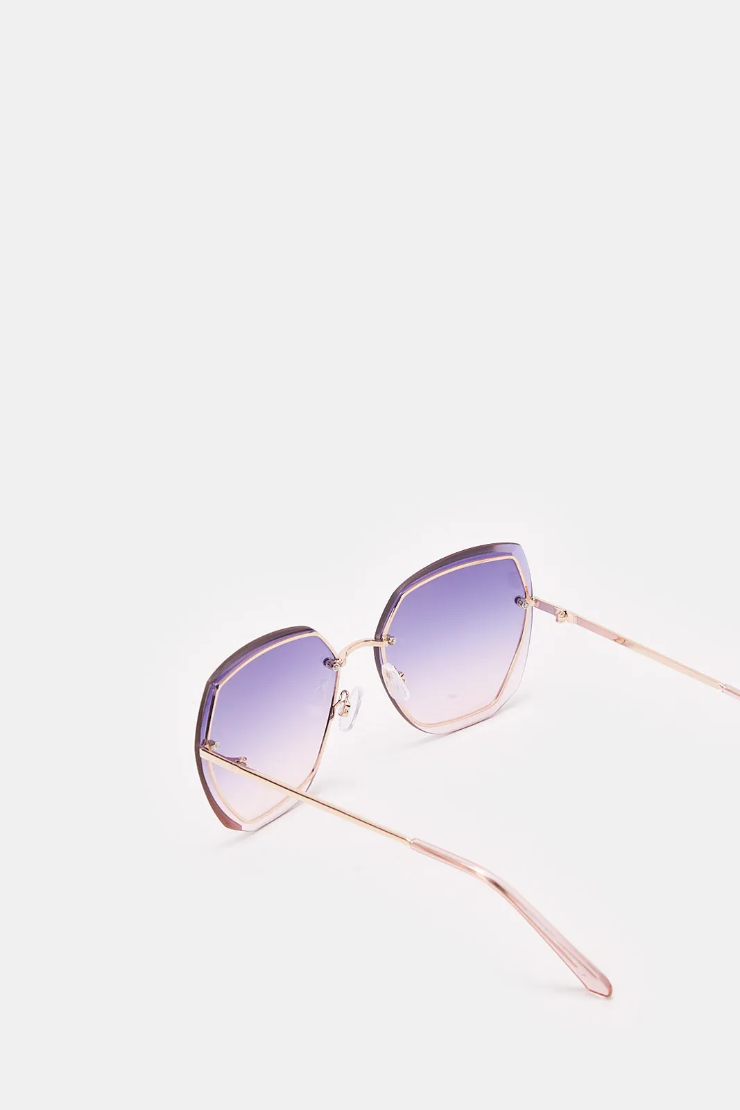 Women Gold Hexagonal Sunglasses