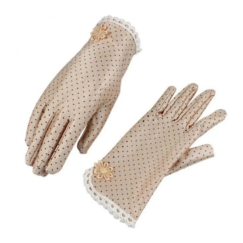 Women's Cotton Lace Patchwork Anti-skid Sun Protection Summer Driving Glove