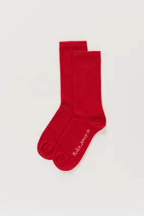 Womens Cotton Ribbed Socks Red