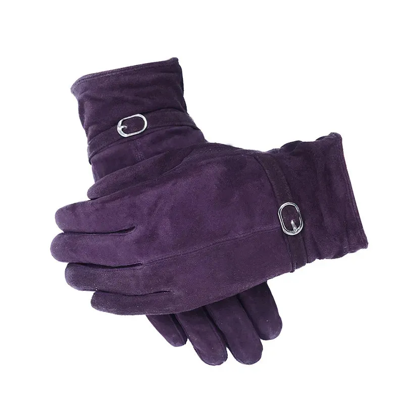 Women's Winter Warm Genuine Sheepskin Leather Solid Pattern Gloves