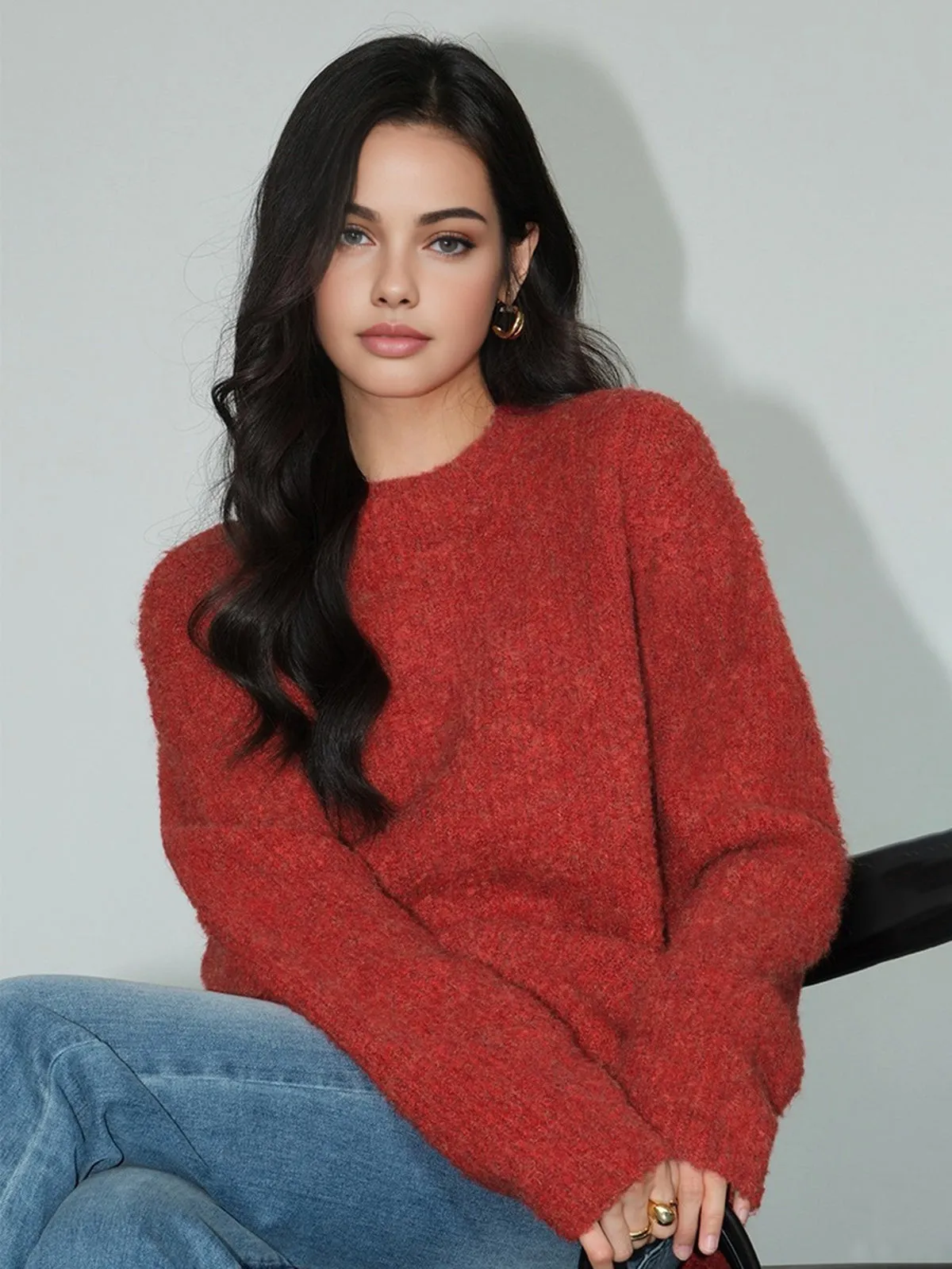 Wool-Blend Elegant Ribbed Sweater