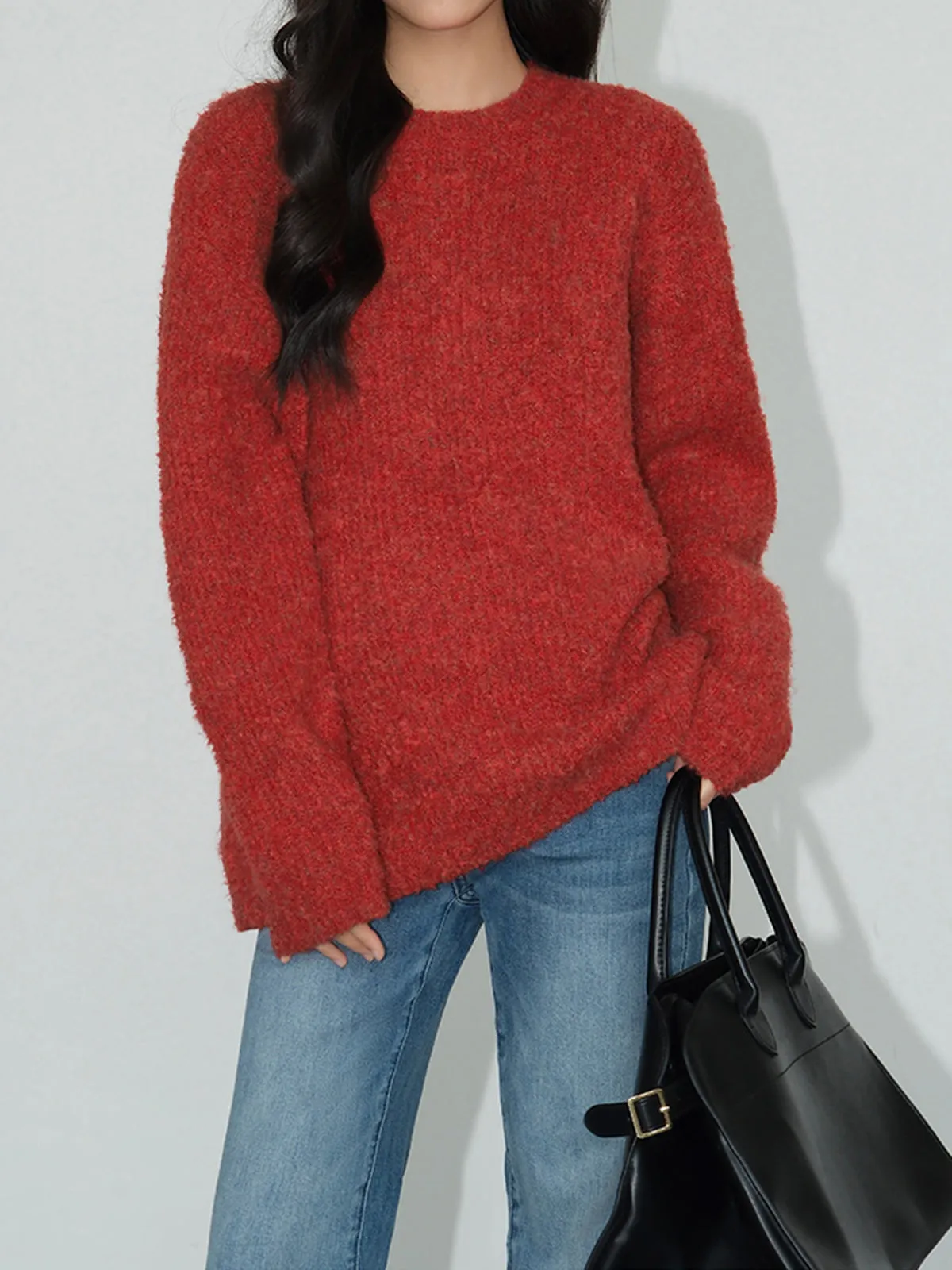 Wool-Blend Elegant Ribbed Sweater